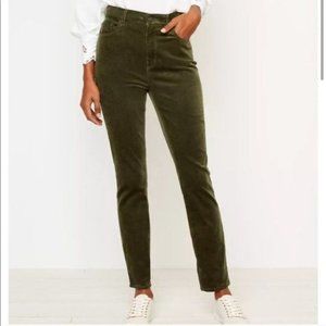 LOFT Olive Green Skinny High Waist Corduroy Pants sz 31/12 Petite